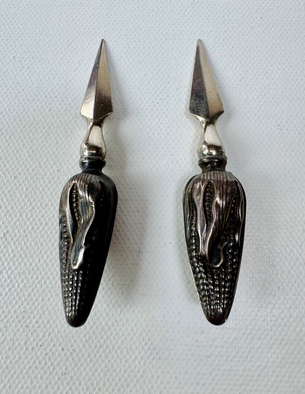Pair of Vintage Sterling Silver-Handled Corn on the Cob Holders